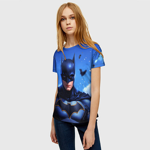 Женская футболка Бэтмен синее небо / 3D-принт – фото 3