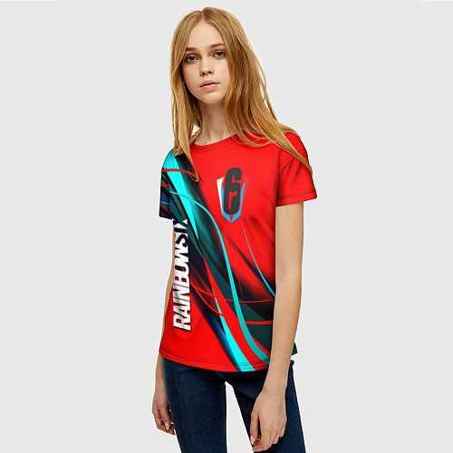 Женская футболка Rainbow six геометрия полосы / 3D-принт – фото 3
