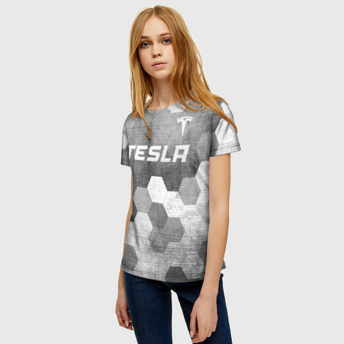 Женская футболка Tesla - grey gradient посередине / 3D-принт – фото 3