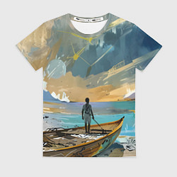 Футболка женская Мальчик и лодка, цвет: 3D-принт