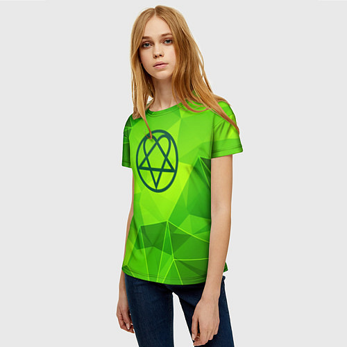 Женская футболка HIM green poly / 3D-принт – фото 3