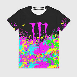 Футболка женская Monster energy краски неоновые, цвет: 3D-принт
