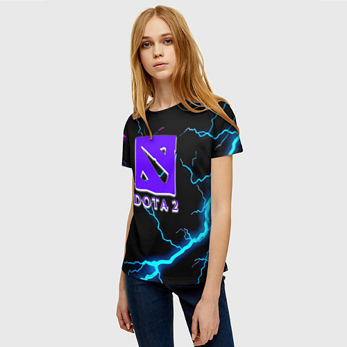 Женская футболка Dota неоновый шторм / 3D-принт – фото 3