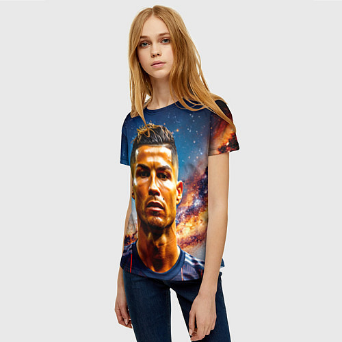 Женская футболка Криштиану Роналду в космосе / 3D-принт – фото 3