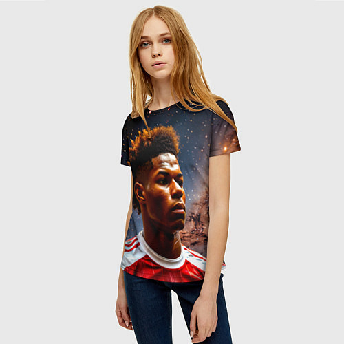Женская футболка Маркус Рашфорд и космос / 3D-принт – фото 3