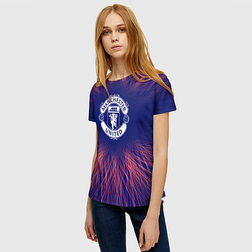 Женская футболка Manchester United red energy / 3D-принт – фото 3