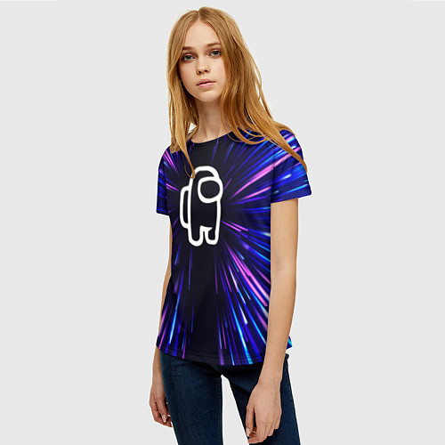 Женская футболка Among Us neon energy / 3D-принт – фото 3