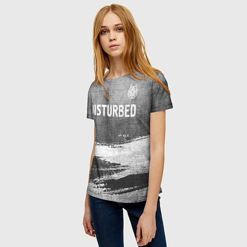 Женская футболка Disturbed - grey gradient посередине / 3D-принт – фото 3