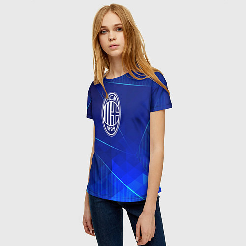 Женская футболка AC Milan blue poly / 3D-принт – фото 3