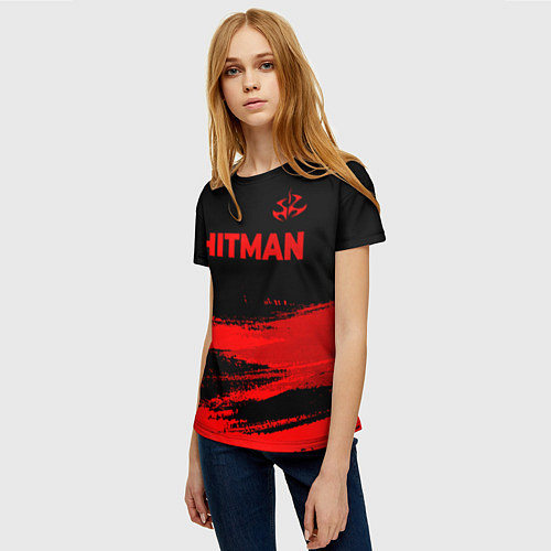 Женская футболка Hitman - red gradient посередине / 3D-принт – фото 3