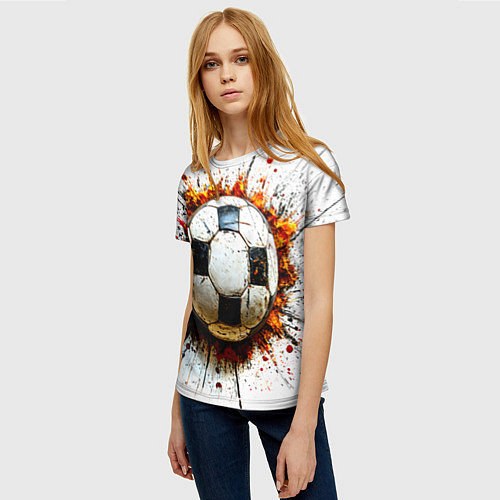 Женская футболка Футбольный мяч на белом / 3D-принт – фото 3