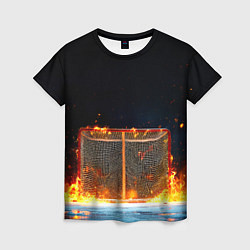 Футболка женская Хоккейные ворота в огне, цвет: 3D-принт