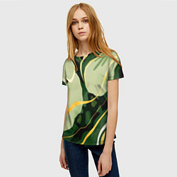 Футболка женская Зеленый природный паттерн, цвет: 3D-принт — фото 2