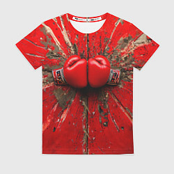 Футболка женская Кикбоксеркие перчатки в красном, цвет: 3D-принт