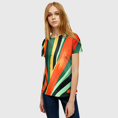 Женская футболка Тропическая жаркая абстракция / 3D-принт – фото 3