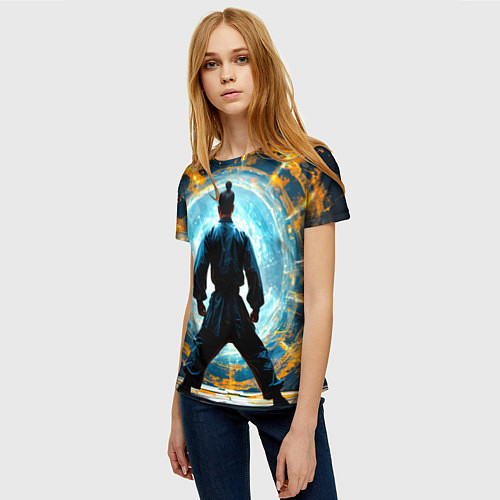 Женская футболка Кунг-фу боец / 3D-принт – фото 3