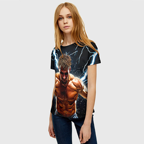 Женская футболка Рестлер в молниях / 3D-принт – фото 3
