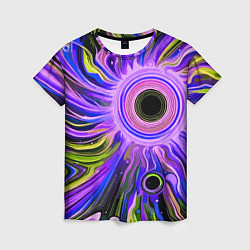 Женская футболка Абстрактный неоновый космос - чёрная дыра