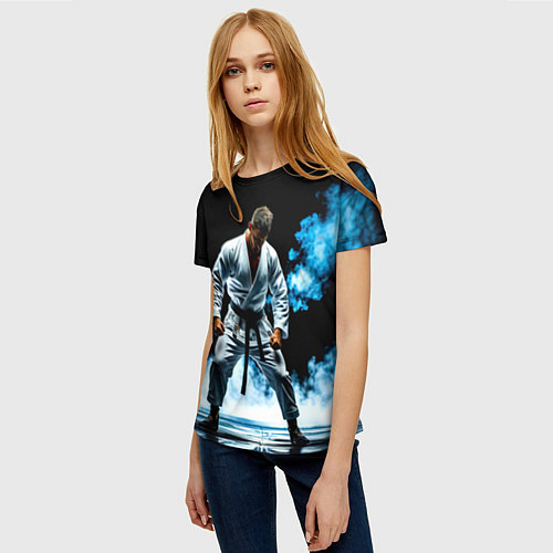 Женская футболка Боец джиу-джитсу в дыму / 3D-принт – фото 3