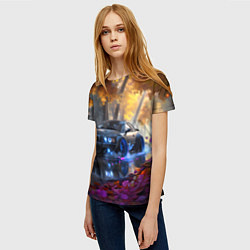 Футболка женская BMW синие неоновые фары, цвет: 3D-принт — фото 2