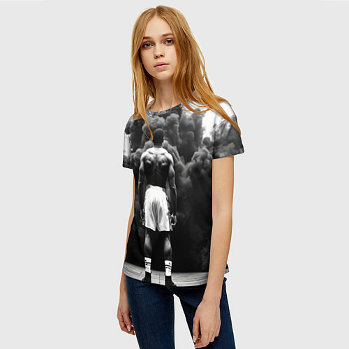Женская футболка Мухаммед Али в черном дыму / 3D-принт – фото 3