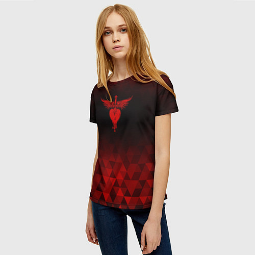 Женская футболка Bon Jovi red poly / 3D-принт – фото 3