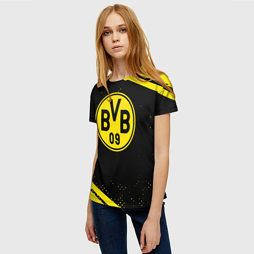 Женская футболка Borussia полосы / 3D-принт – фото 3