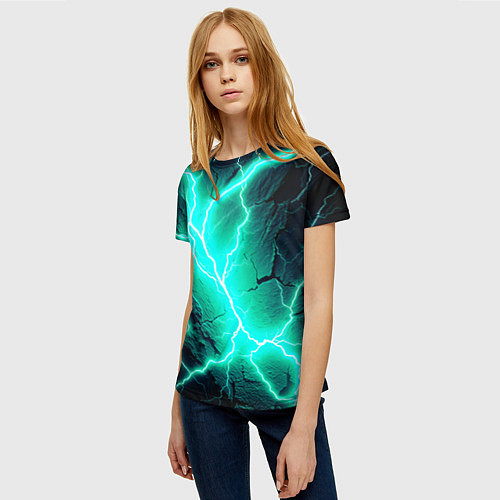 Женская футболка Color light blue black / 3D-принт – фото 3