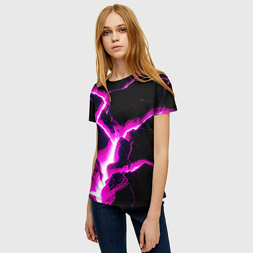 Женская футболка Color pink black / 3D-принт – фото 3