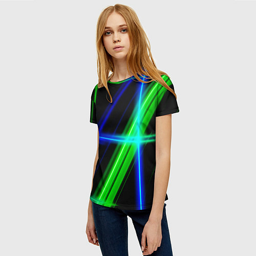 Женская футболка Color blue black green / 3D-принт – фото 3
