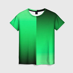 Футболка женская Чёрно-зелёный градиент пополам, цвет: 3D-принт