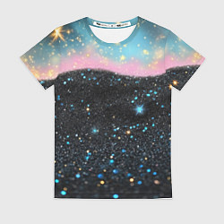 Женская футболка Блестящая текстура на черном