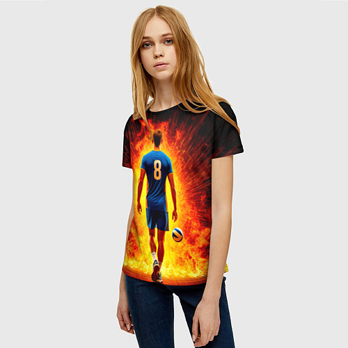 Женская футболка Волейболист в огне / 3D-принт – фото 3
