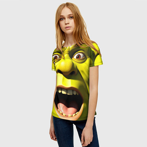 Женская футболка Шрек лицо кричащее / 3D-принт – фото 3