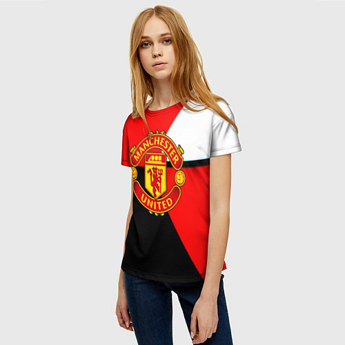 Женская футболка Манчестер юнайтед геометрия линии / 3D-принт – фото 3