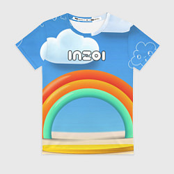 Женская футболка Inzoi объемная радуга и облака