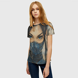 Футболка женская Портрет Китаны - Мортал комбат, цвет: 3D-принт — фото 2