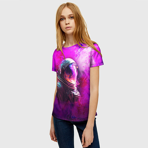 Женская футболка Космонавт красочный / 3D-принт – фото 3