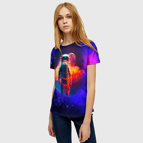 Женская футболка Огненный путь космонавта / 3D-принт – фото 3