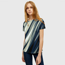 Футболка женская Синий с оливковым диагональные полосы, цвет: 3D-принт — фото 2