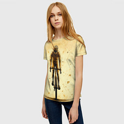 Футболка женская Трековый велосипедист на бежевом, цвет: 3D-принт — фото 2