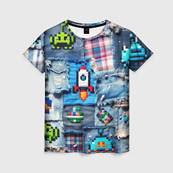 Футболка женская Пиксельная ракета, цвет: 3D-принт