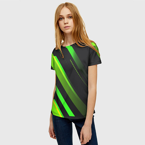 Женская футболка Color black green / 3D-принт – фото 3