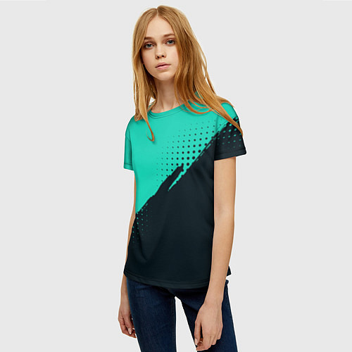 Женская футболка Color black light blue / 3D-принт – фото 3
