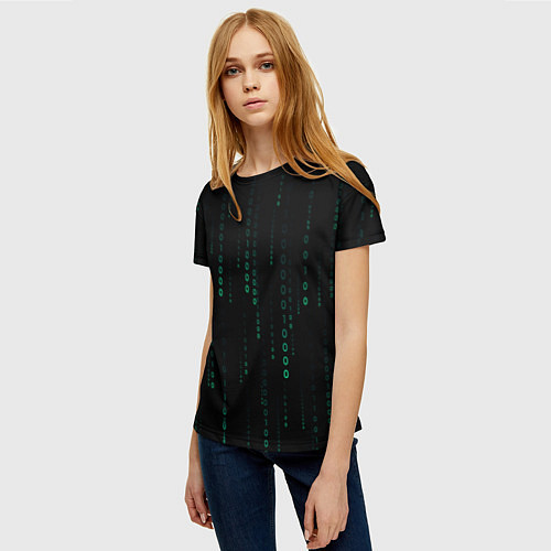 Женская футболка Color black turquoise / 3D-принт – фото 3