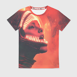 Футболка женская Скафандр Чужого на девушке, цвет: 3D-принт