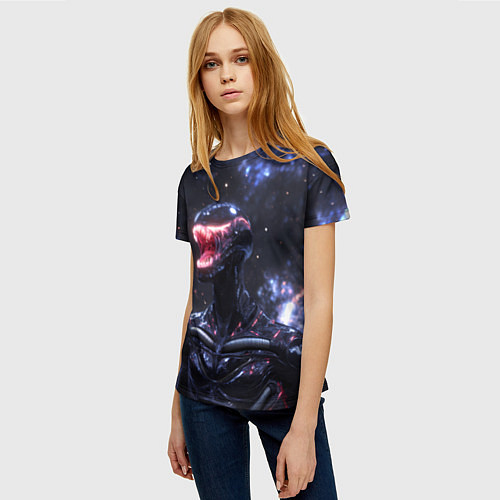 Женская футболка Чужой на фоне вселенной / 3D-принт – фото 3