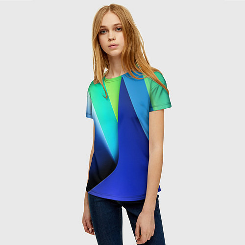 Женская футболка Color blue green / 3D-принт – фото 3
