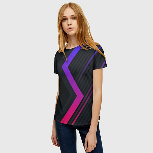 Женская футболка Color black line / 3D-принт – фото 3
