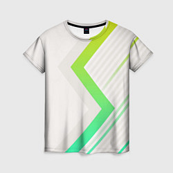 Футболка женская Color white line green, цвет: 3D-принт